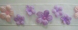 8 Yds Wrights Beaded Flower Ribbon Trim Pink And Lavender 1  Fashion