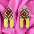 Sunrise Arches- Hand-Painted Fabric Dangle Modern Gold Earrings Discount