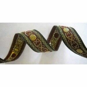 Ball and Scroll Russian Jacquard Ribbon Gold Burgundy Black Supply