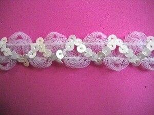 3 4   White Stretch Sequins Flower Trim 36 YD Online Hot Sale