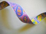 Pink Blue Yellow Paisley Jacquard Ribbon 1  BTY Online Hot Sale