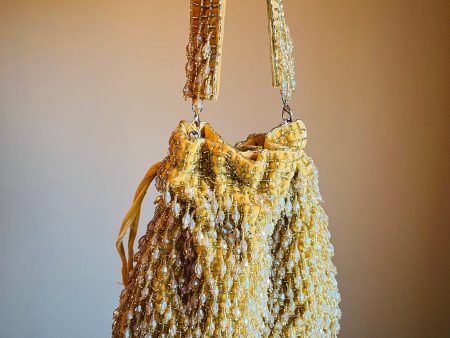 Yellow Gold Beaded Purse by Merry Dove Hot on Sale