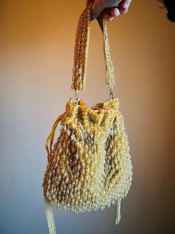 Yellow Gold Beaded Purse by Merry Dove Hot on Sale