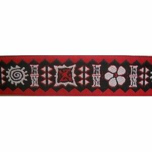 Red Black White Stylized Floral Jacquard Ribbon 1  Sale