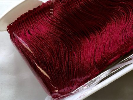 4  Wine Poly Fringe 9 YD For Sale