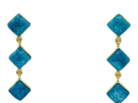 3-Tier Amazonite 18K Gold Plated Earrings Supply