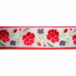 Pink and Red Rose Floral Jacquard Ribbon 7 8 Inch For Discount