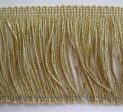 4  Long Oyster White and Metallic Gold Chainette Fringe By The Yard Fashion