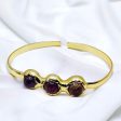 Cuff Bracelet Amethyst 18K Real Gold Plating- Adjustable For Sale