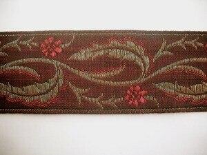 Burgundy and Gold Floral Jacquard Ribbon 1.5  by The Yard Online Hot Sale