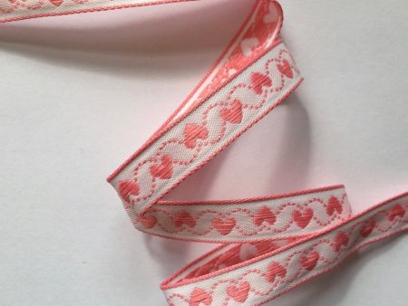 1 2  Pink Hearts on White Ribbon BTY Online