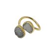 Double Adjustable Druzy Stone 18K Real Gold Plating Ring Online