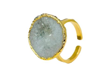 Window Druzy Stone 18K Real Gold Plating Ring Online Sale