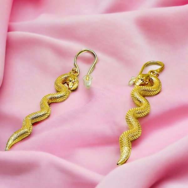 Snake Charm 18K Gold Plated Dangle Earrings Supply