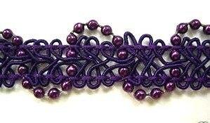 Wrights Beaded Gimp Braid Trim Purple 12 Yds Supply