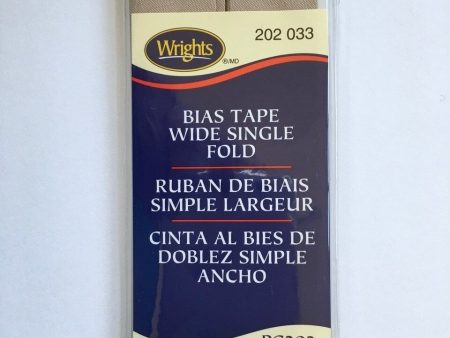 7 8  Taupe Wide Single Fold Bias Tape Wrights 3 YD Online Sale