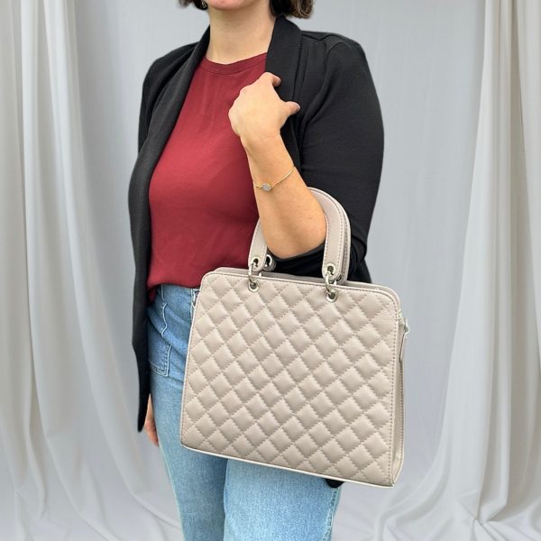 Quilted Vegan Leather Tote Bag For Discount