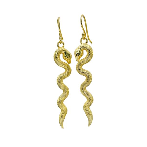 Snake Charm 18K Gold Plated Dangle Earrings Supply