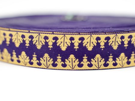 Purple and Gold Minarets Russian Jacquard Ribbon 1  on Sale