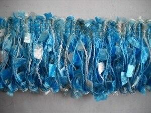 1.75  Blue and White Feather Fringe Trim 5 YD For Sale