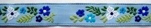 Floral Jacquard Ribbon Trim White Blue Dk Blue 1 2  Sale