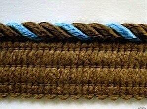 Washable Lip Cording Chocolate Brown And Light Blue 24 Yds For Sale